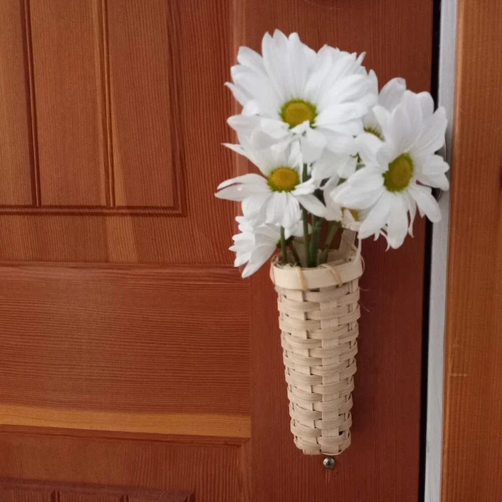 Ear of corn reed and cane handwoven basket